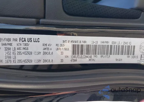 2020 Jeep Grand Cherokee Srt from USA, damaged, VIN 1C4RJFDJ2LC204148